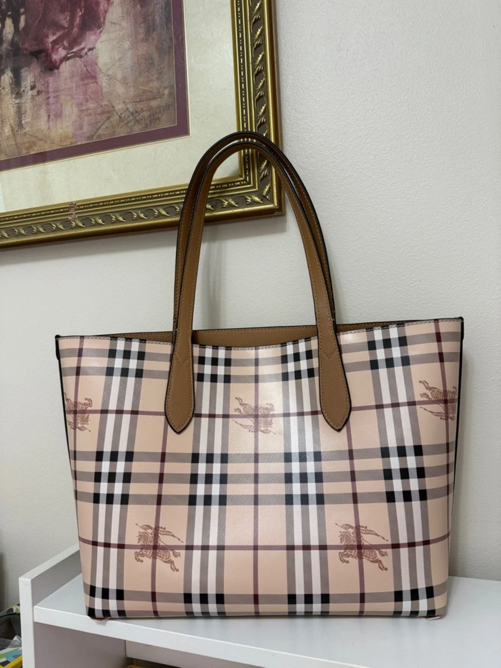 Classic Plaid Tote Bag in Beige - Picture 2 of 10